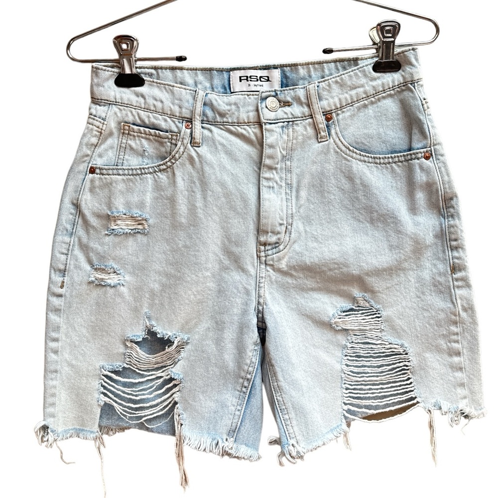 RSQ Jean Shorts Women Distress Boyfriend High Waist Y2K Fashion Streetwear Core